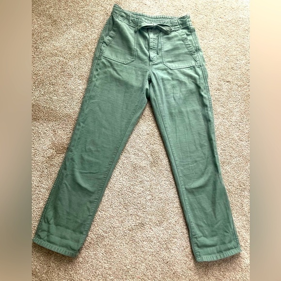 J. Crew XXS Green 100% Cotton Cotton Cropped Pants With Drawstring - Picture 2 of 10